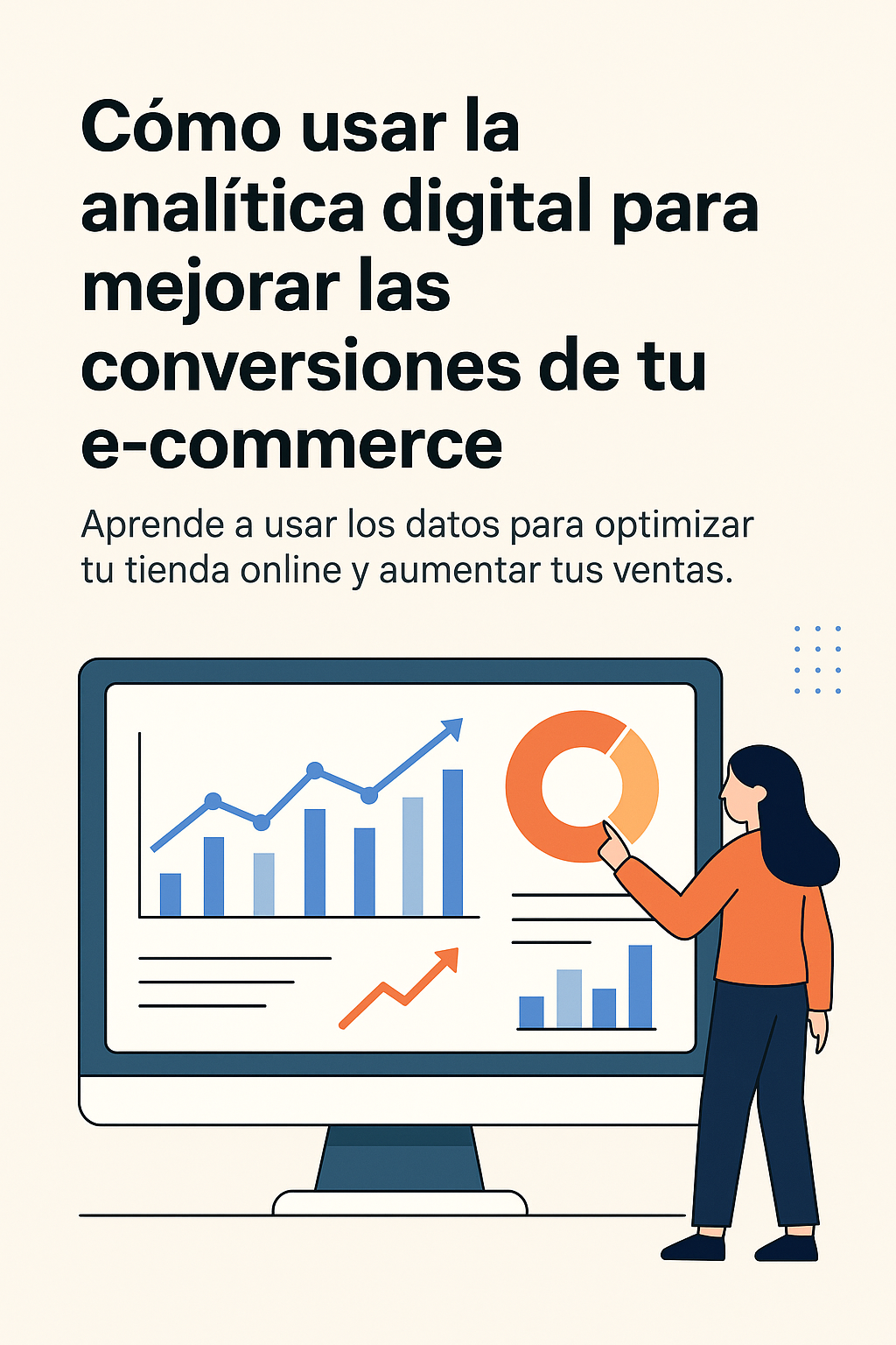 Imagen de chica apuntando a una pantalla con grafico: Donde esta el titular del Blog